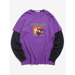 Marvel x ZAFUL Spider-Man Faux Twinset T-shirt sweatshirt Dark Orchid 2xl